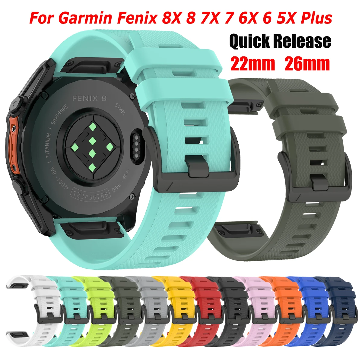 Silicone Watch Band 22Mm - Tali Jam Tangan QuickFit 22mm 26mm