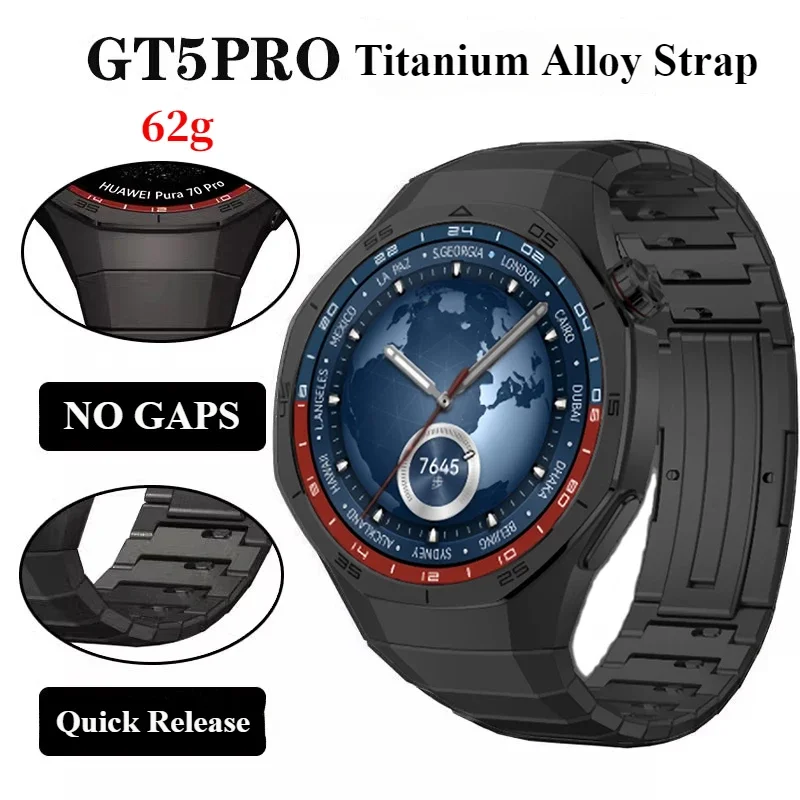 Titanium Alloy Strap for Huawei Watch GT 5 Pro 46mm,63g Urltra-Light Offical Same GT5 46mm Watchband Quick Release Wristband