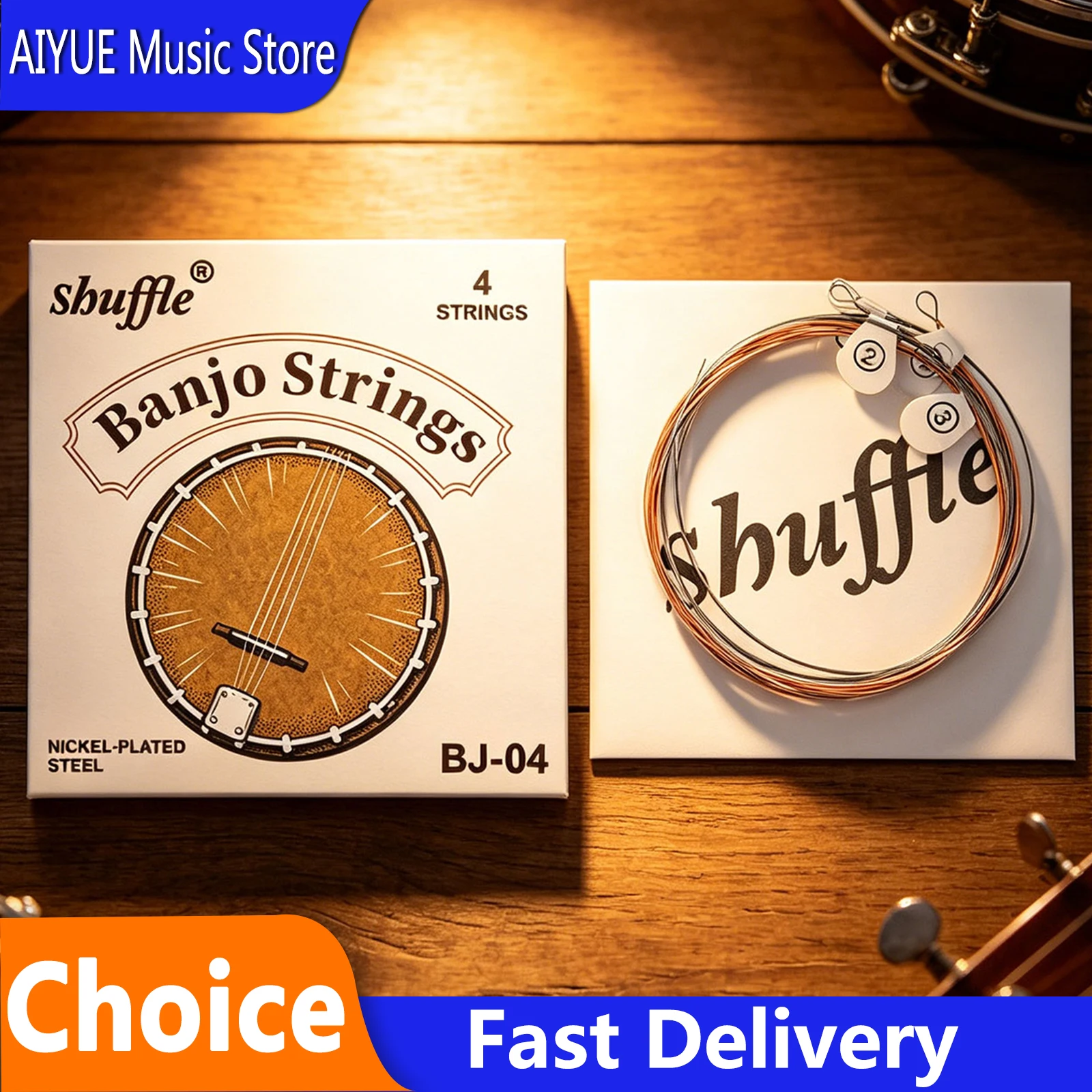 Shuffle 4 String Banjo Strings Phosphor Copper Alloy Rust Resistant Coating Replacement Banjo Instrument Parts