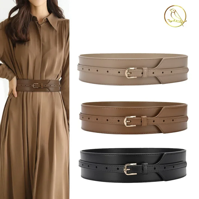 

High quality women's belt windbreaker belt, women's wide version decorative matching dress, fashionable and versatile internet