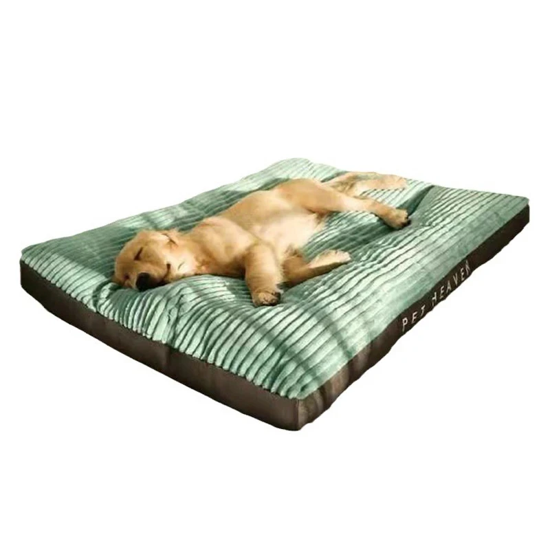 Lit chaud d'hiver pour chien, tapis de couchage en velours côtelé pour chien, doux, pour petits, moyens et grands chiens, lit pour chiot détachable et lavable