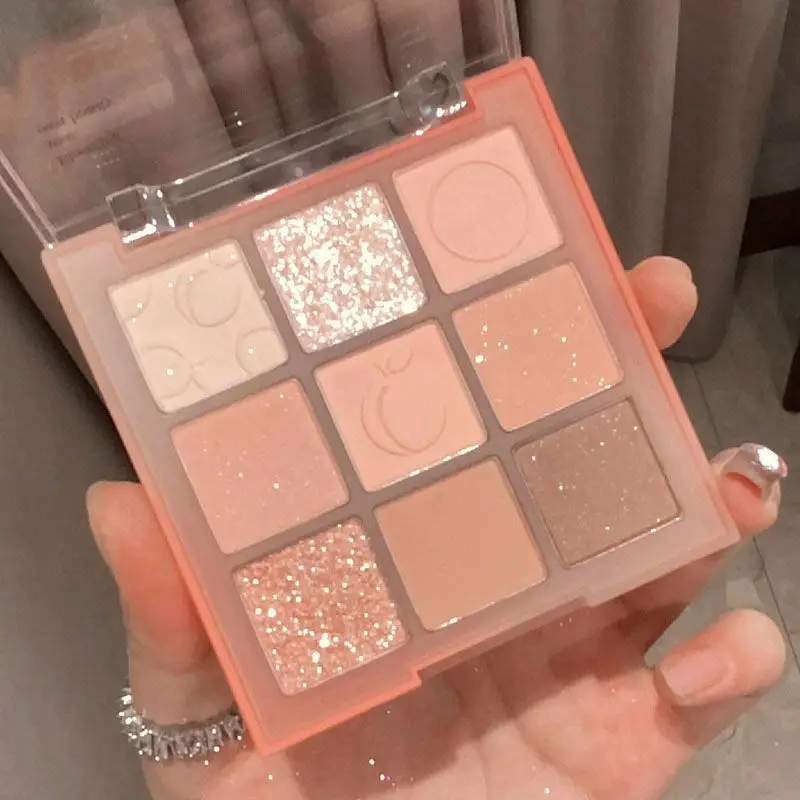 

Pink Orange Earth Tone Eyeshadow Palette Low Saturation Creamy Peach Non Puffy for Asian Eyes Fall Winter Daily