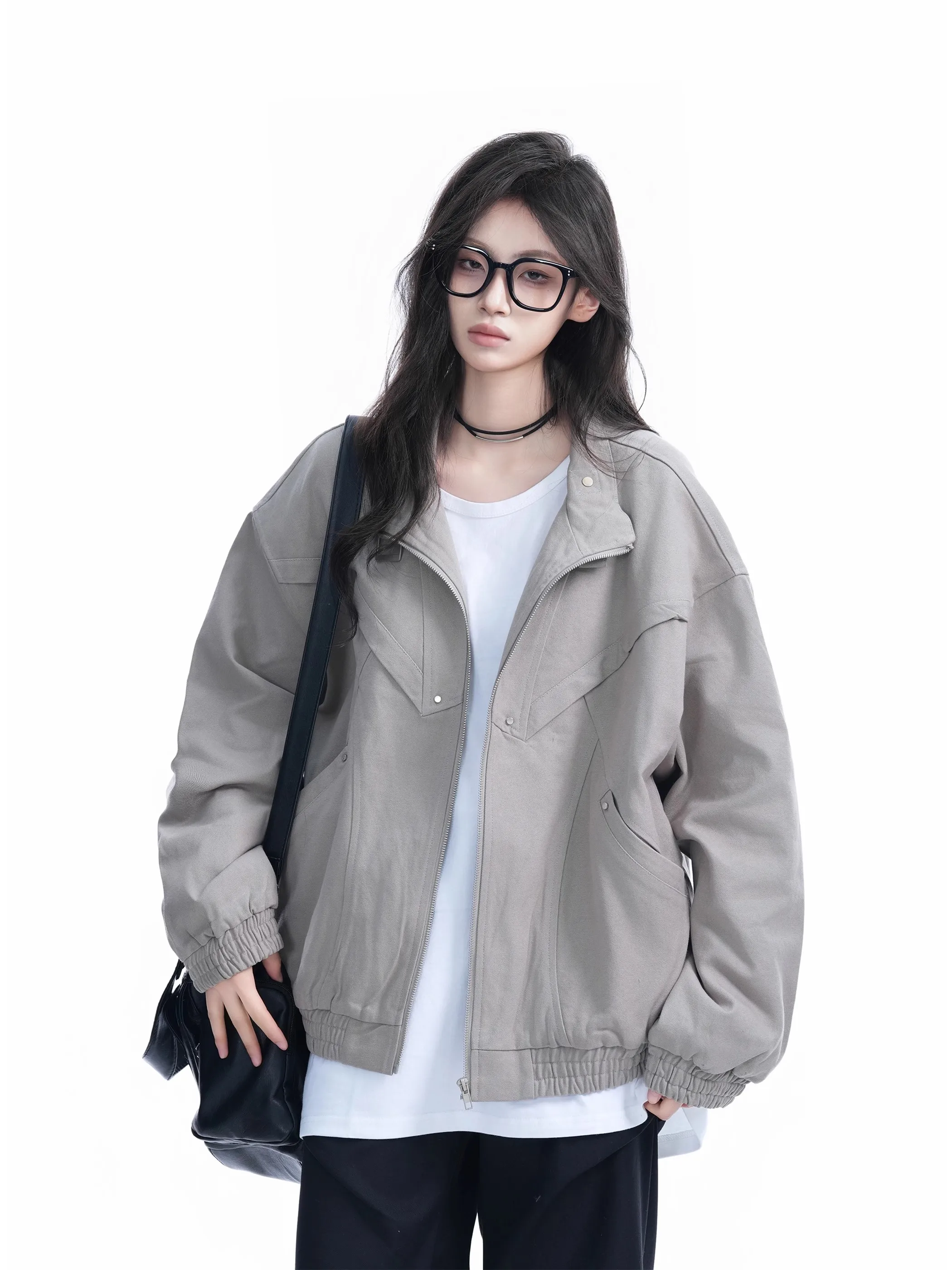 ストリート スレ ルーズフィット ワークウェア ジャケット スタンドカラー エクストラ カジュアル アウターウェア クリーンフィット オルト コート 男女兼用