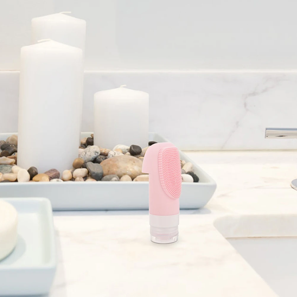 2 ชิ้นซิลิโคนขวดเดินทาง Push Type Dispensing คอนเทนเนอร์เปล่าสีชมพูขนาดเล็กขนาดโลชั่นแบบพกพา LeakProof แชมพู