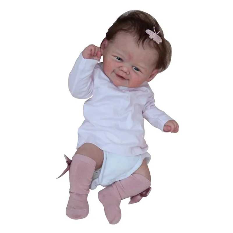 49CM Reborn Vivi Baby Doll Newborn Girl Baby Lifelike Real Soft Touch with Hand-Rooted Hair High Quality Handmade Art Doll