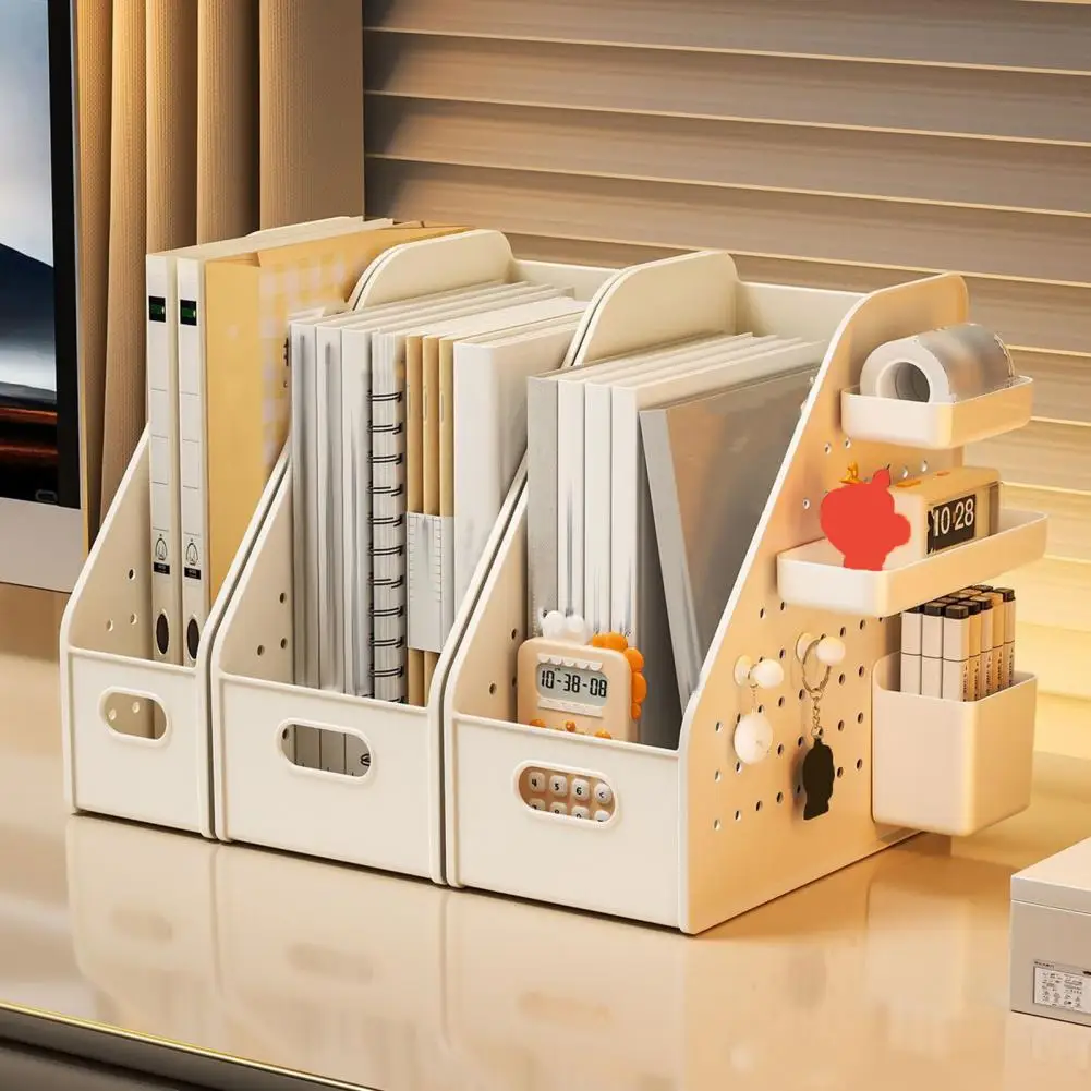 Elevated Book Rack Reading Stand Desktop Organizer with Elevated Base Multi-compartment Book Holder Macaron Colors for Kids