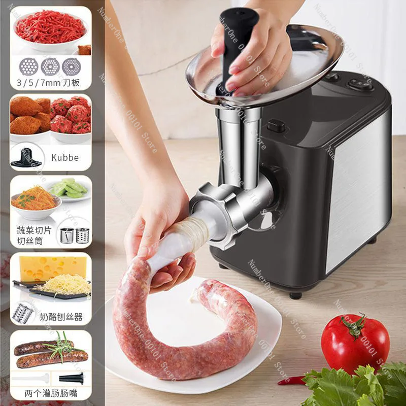 Electric Meat Grinder Sausage Stuffer US EU Plug 110V 220V Dual Voltage Stainless Steel Home Kitchen Commercial Mincer Machine