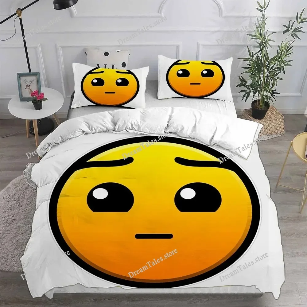 Game Geometry Dash Cartoon Print Bedding Sets Comforter Quilt Bed Cover Duvet Cover Pillow Case Sets Kids Adult Size Luxury Gift