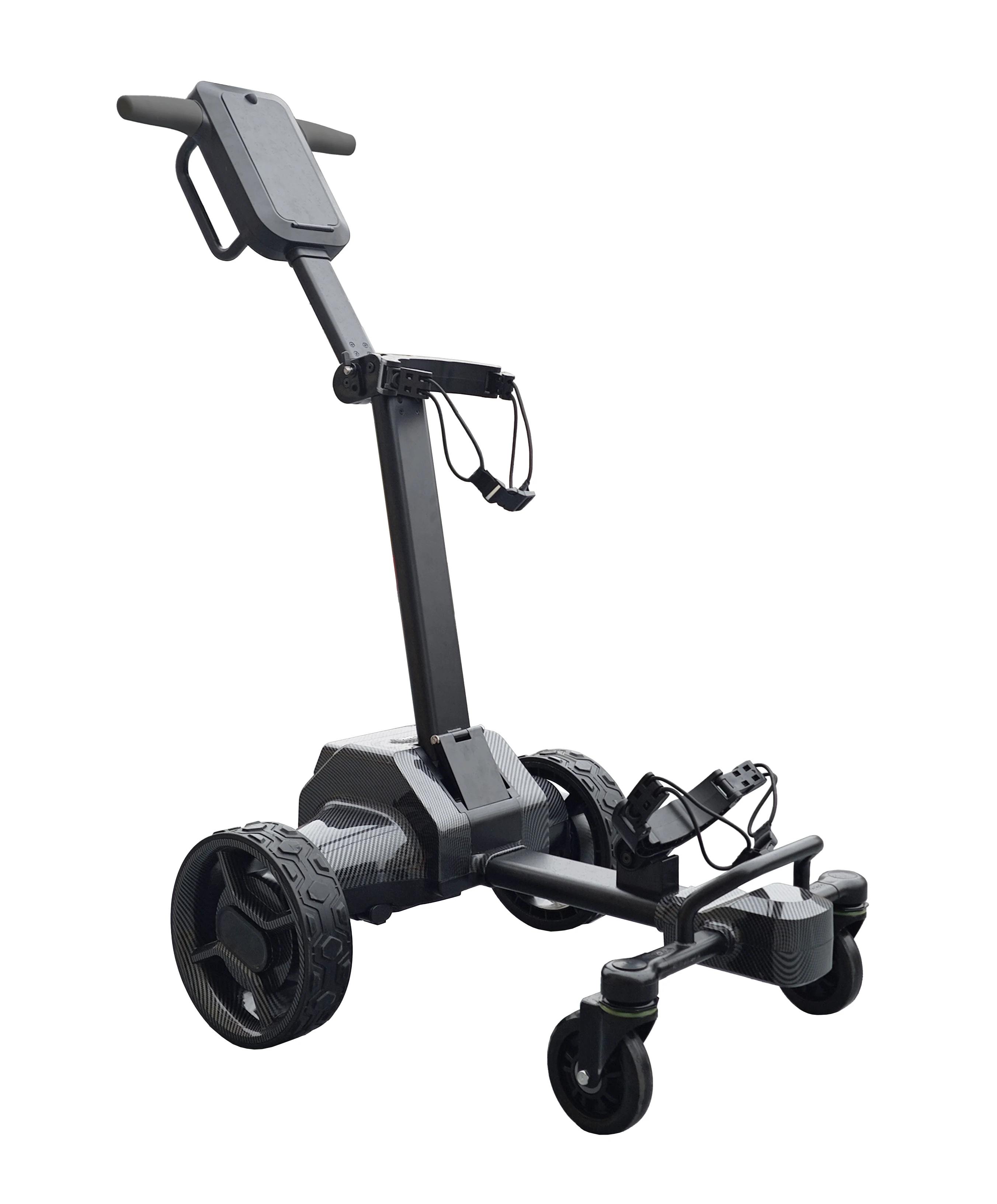 

Latest Follow Me Golf Trolley 6 Wheels Aluminum Folding Adjustable Electric Golf Push Trolley With Umbrella Holder