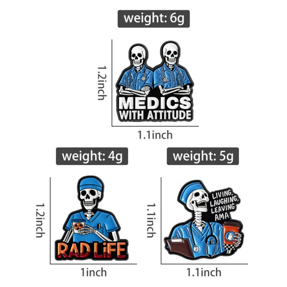 Mexican Skull Enamel Pin Rad Life Medics With Attitude Brooch Fear My Claws Cat Badge For Nurse Doctor Backpack Clothing Decor