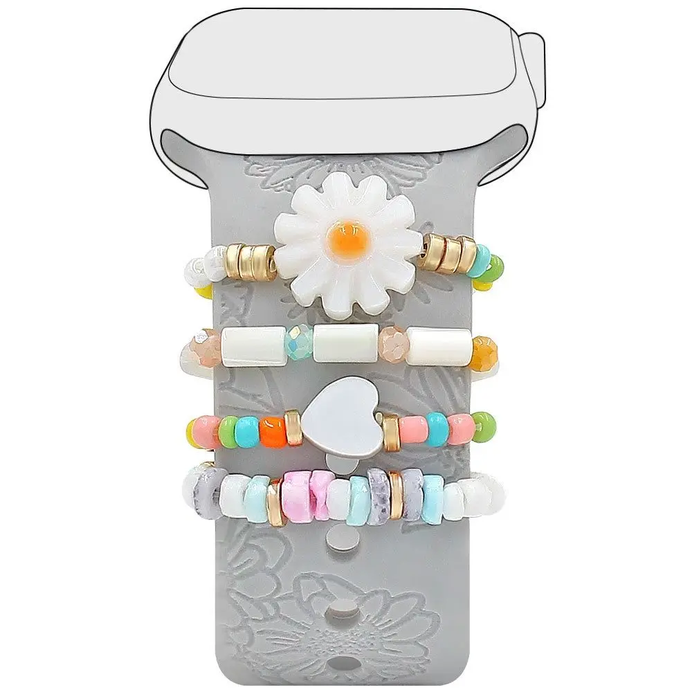 4 個の花時計バンド飾りストラップ装飾ツールファッションリストベルトチャームシェルビーズ時計バンド用