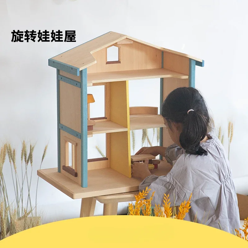 Princess villa simulation wooden house solid wood creative children and girls play house toys