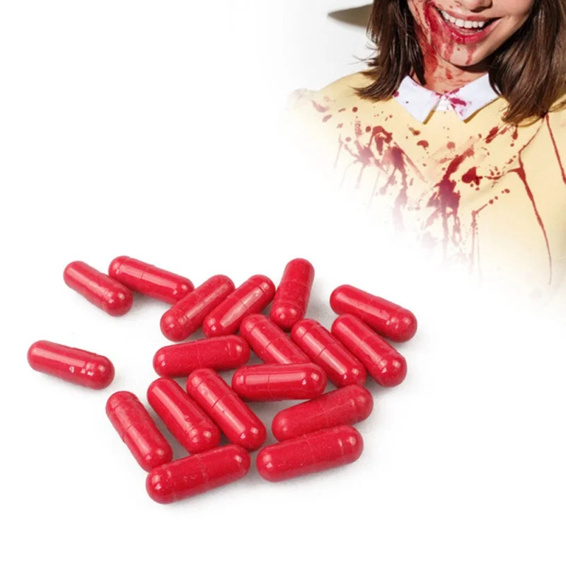 10pcs/20pcs Halloween Horror Scary Prank Toy Capsule Fake Blood Pills Vampire Capsules Halloween Party Props for Adults