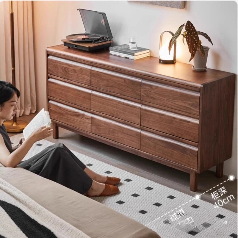 

North American black walnut solid wood nine-chest cabinet black walnut living room against the wall storage cabinet bedside