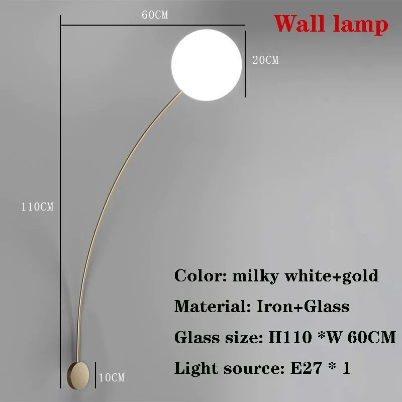 Minimalistische LED lange visserijwandlamp Witte glazen bollamp Slaapkamer naastlamp Woonkamer Restaurant Gangpad achtergrondlamp