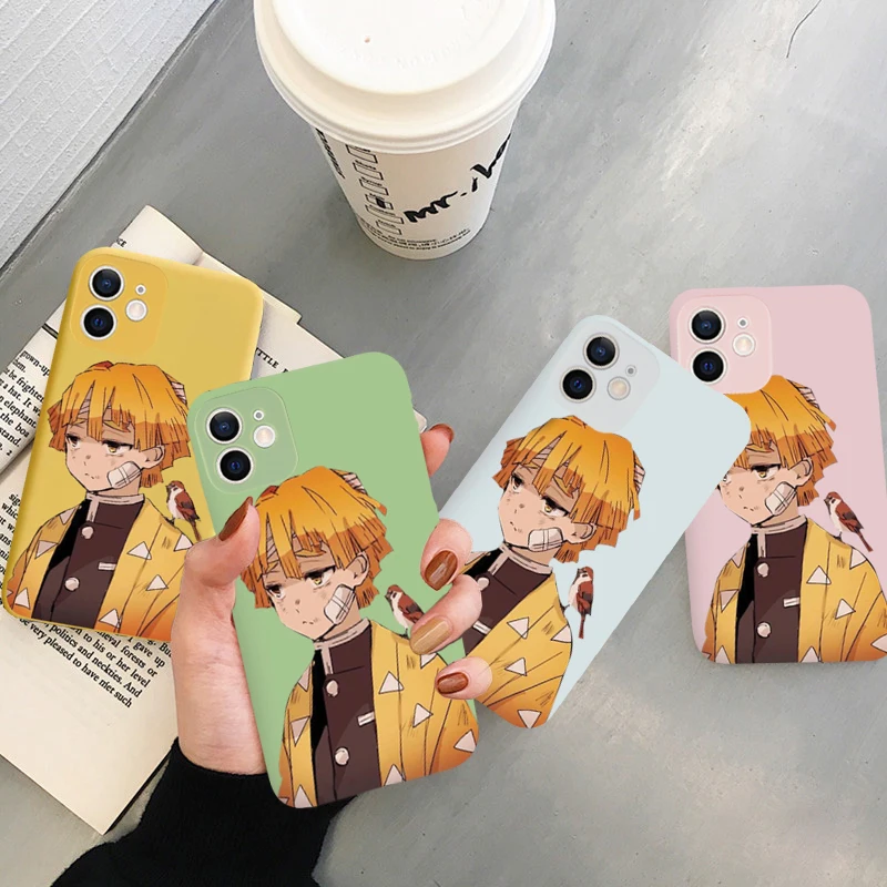 Cartoon Demon Slayer etui na telefony dla iPhone13 12 11pro XS MAX XR 7 8 6Plus śliczne Kamado Nezuko cukierki miękkie matowe tylna okładka Coque