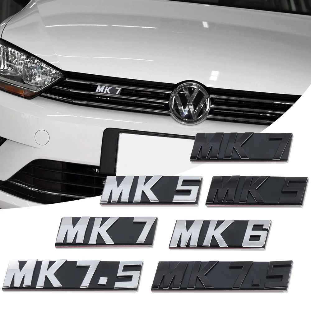 3D Metal Letters Emblem Car Front Grille Badge Label Sticker Accessorie for Volkswagen VW K5 MK6 MK7 MK7.5 Logo Decoration Decal