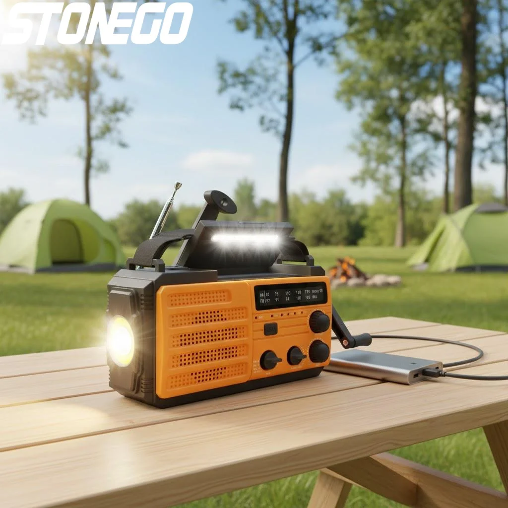 

Emergency Solar Rechargeable Hand Crank Flashlight LED Reading Light Multifunctional Radio Self Defense Security
