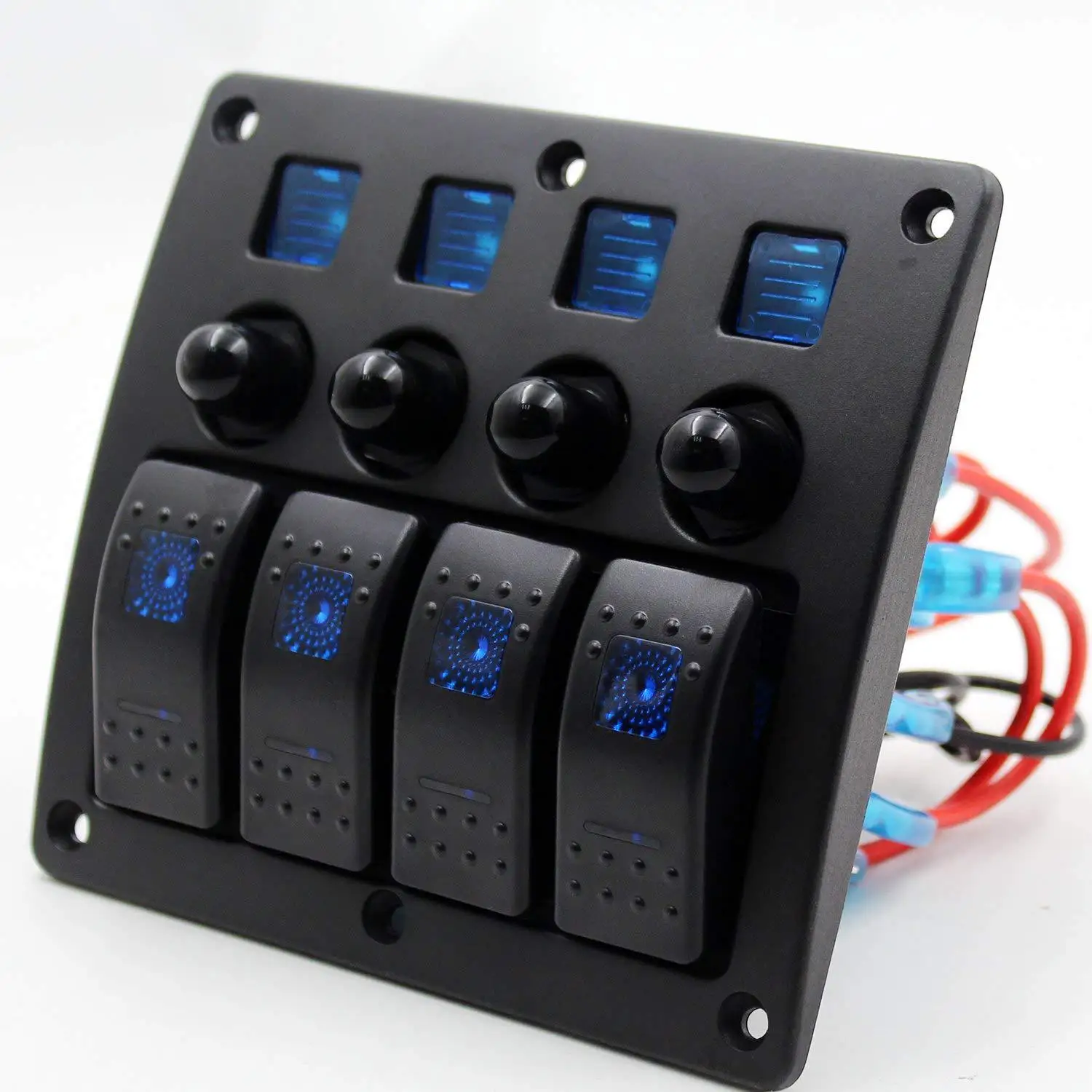 Exclusive For 4-Gang Rocker Switch Panel 4 12-24V ABS USB Car Charger Socket With Waterproof Rubber Cap