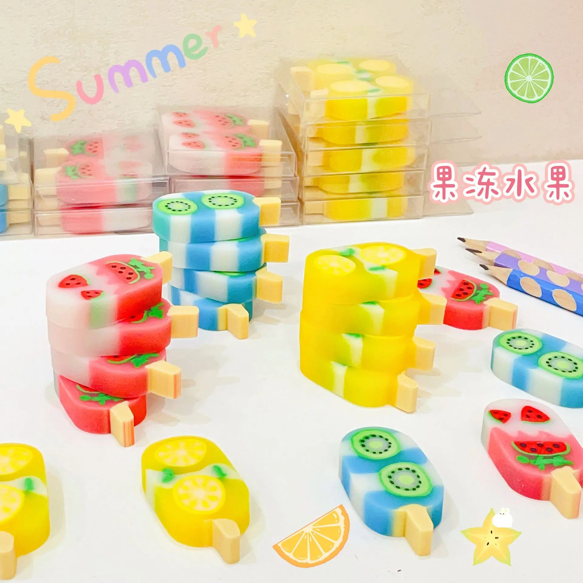 Practical Eraser Realistic Looking Lightweight Pencil Erasers Fruit Design Colorful Eraser Cute Erasers