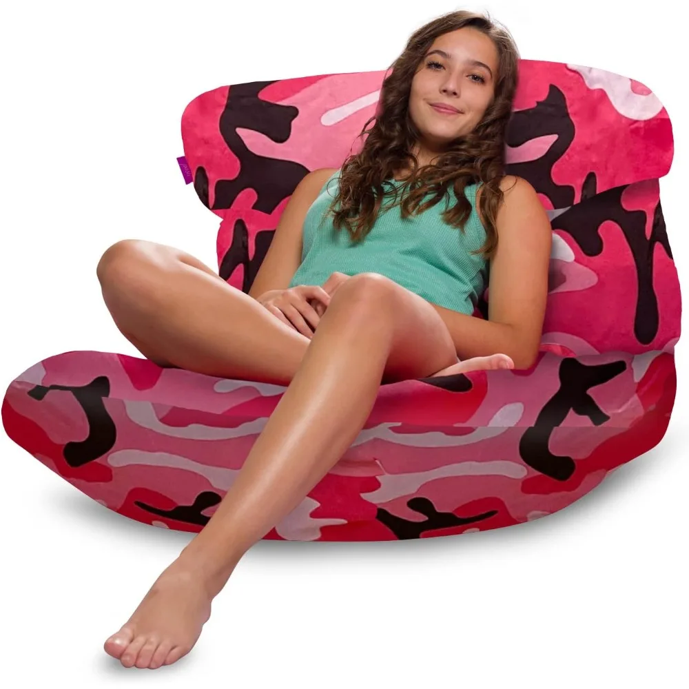 Bean Bag Chair,suitable for Gaming,reading,and Watching TV,nylon Camouflage Pink and Black Structured Comfortable Bean Bag Chair