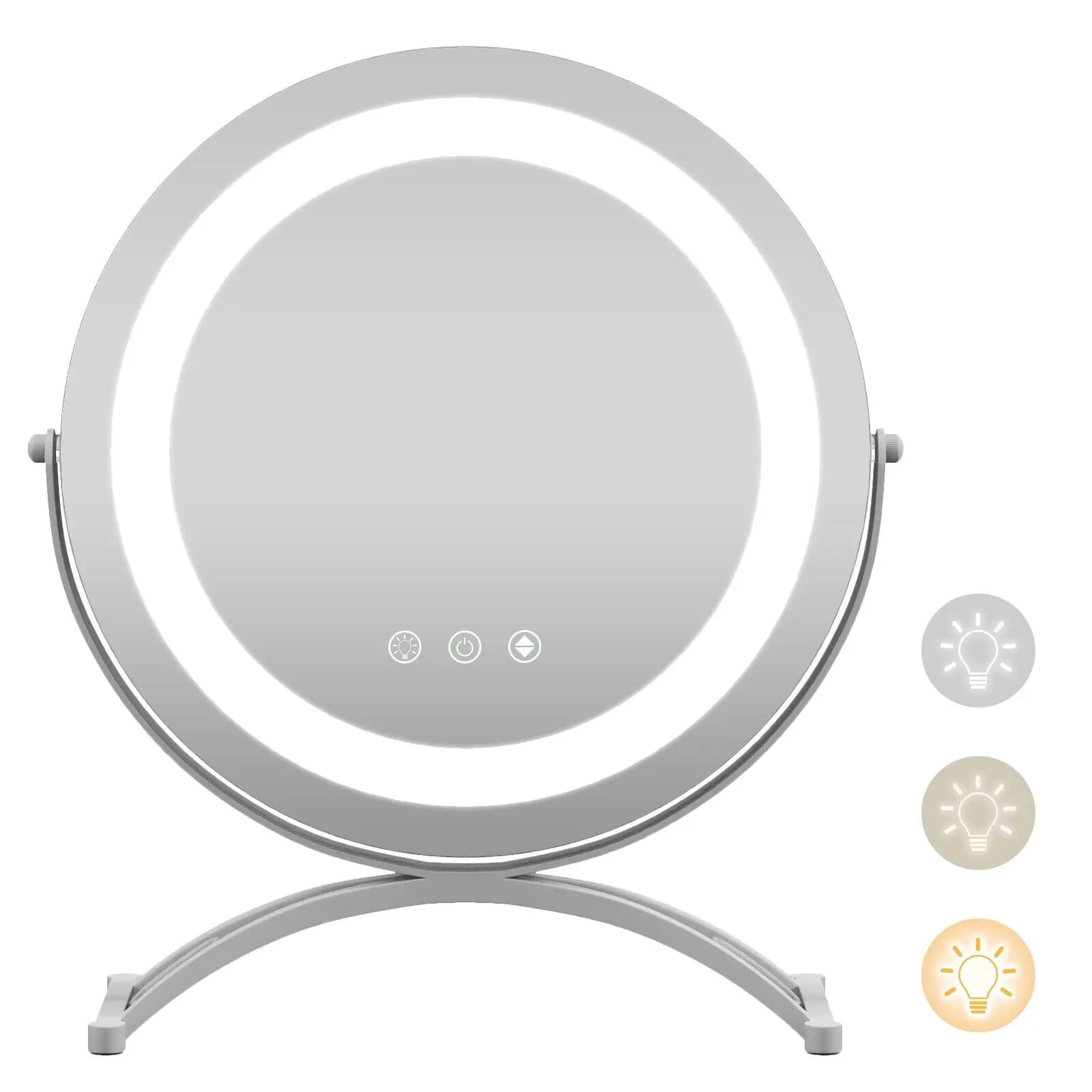 GOFLAME Makeup Vanity Mirror 3 Color Dimmable LED Lighted Round Mirror with Smart Touch