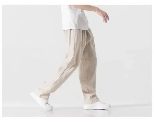 Pantaloni casual da uomo estivi Pantaloni drappeggiati comodi ultrasottili Pantaloni traspiranti in cotone e lino a vento cinese