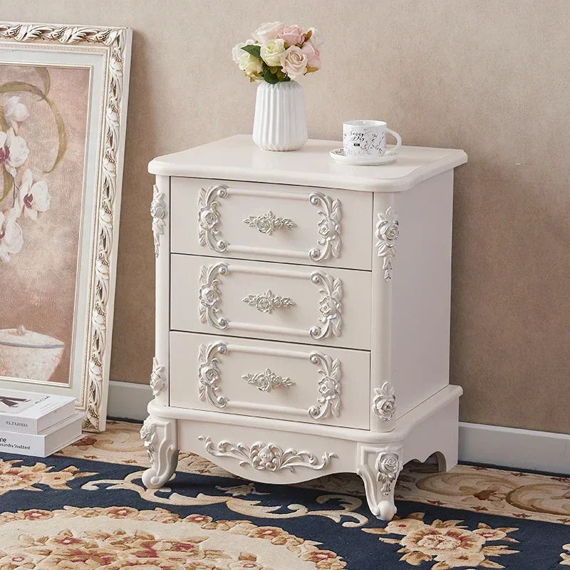 Modern Nordic White Small Nightstand for Bedroom for Home Easy Assembly Adjustable Feet Anti-Tip Design Easy to Use