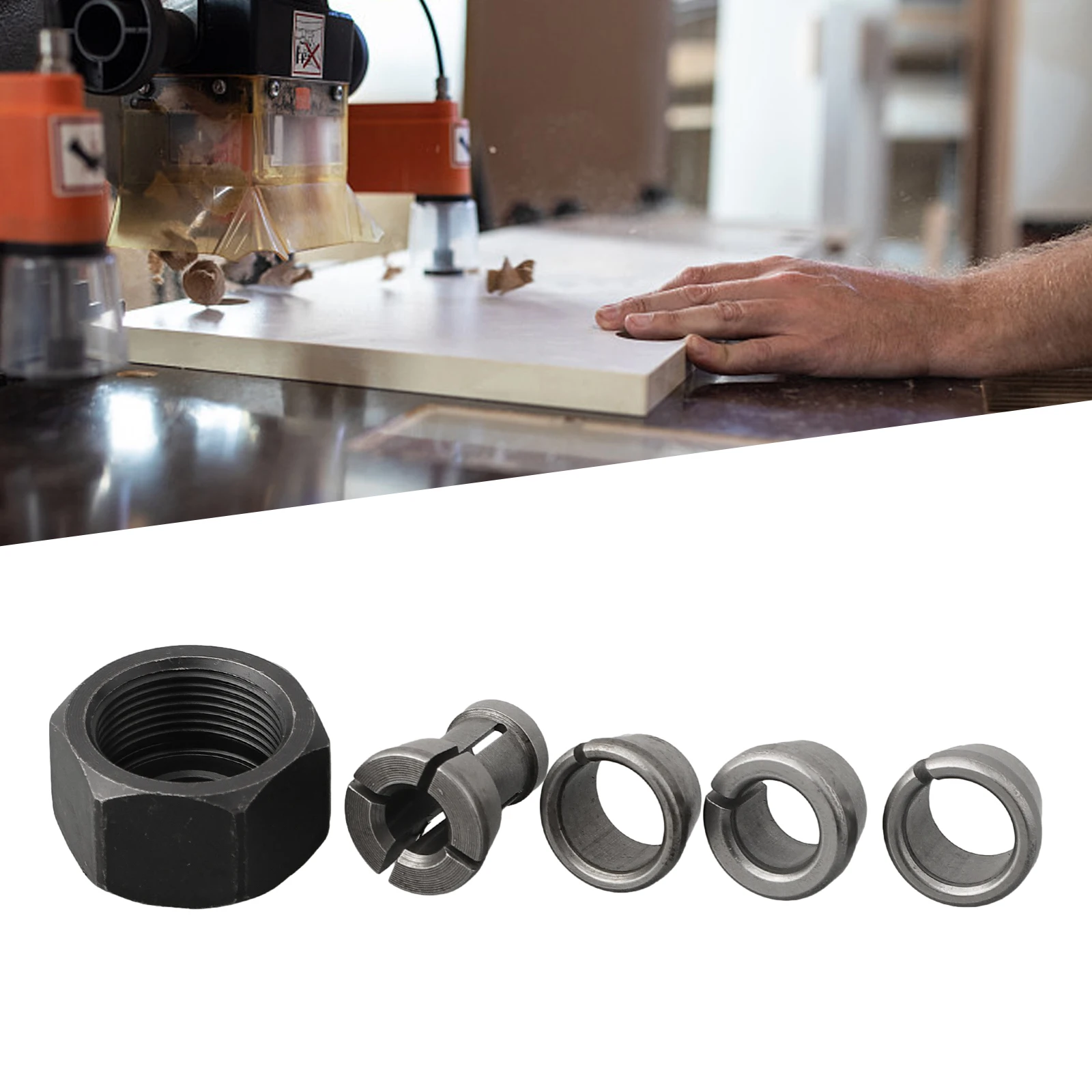 M17 Collet Chuck Adapter With Nut 6/6.35/8/9.5/10mm Wood Engraving Trimming Machine Electric Router Milling Cutter Accessories