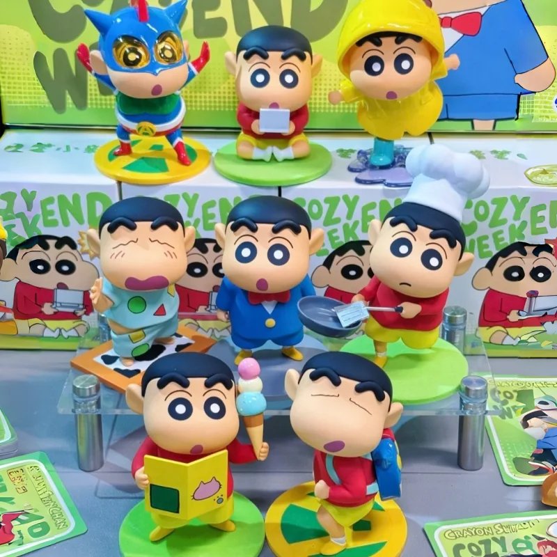 Caja Sorpresa Original de Crayon Shin-chan, Serie Fin de Semana, Anime, Coleccionable de Moda, Figura Linda, Juguete para Niños, Regalo, Decoración