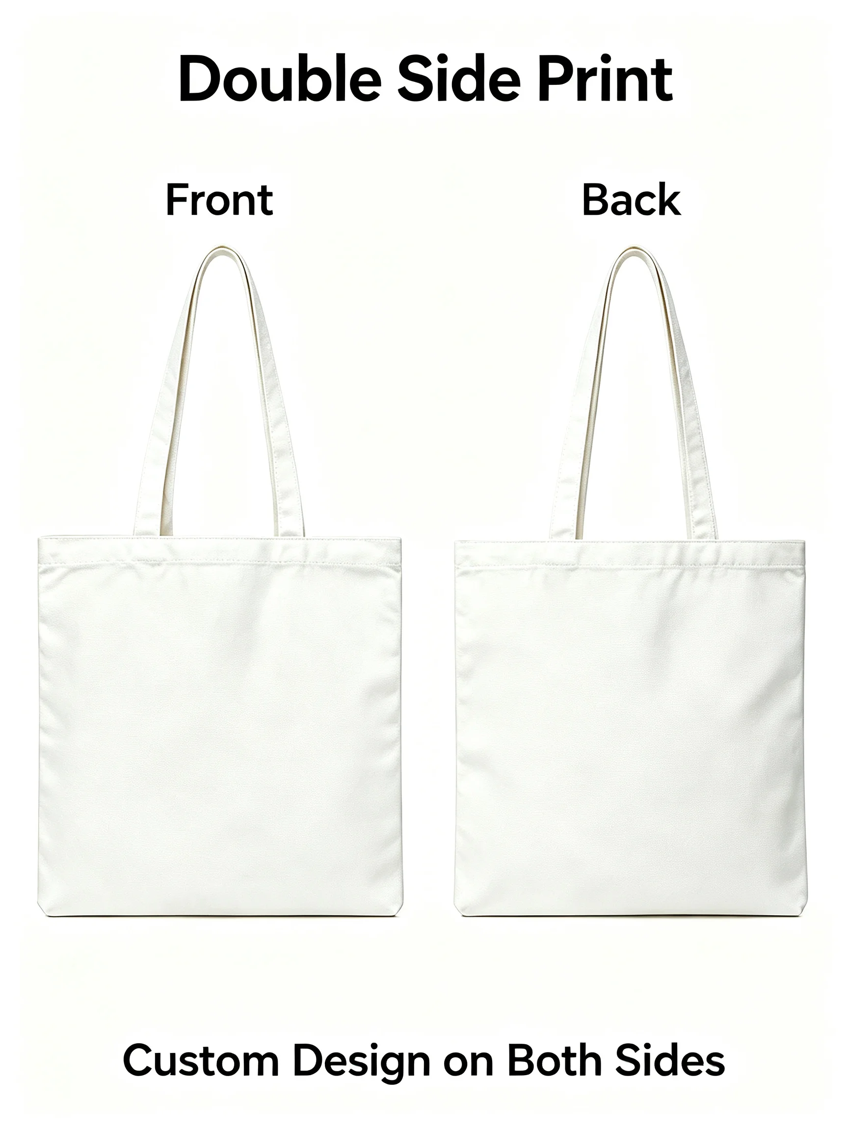 Custom Canvas Tote Bag, Personalized Single or Double Sided Print Bag, Add Your Own Logo Photo Text, Reusable Shopping Bag