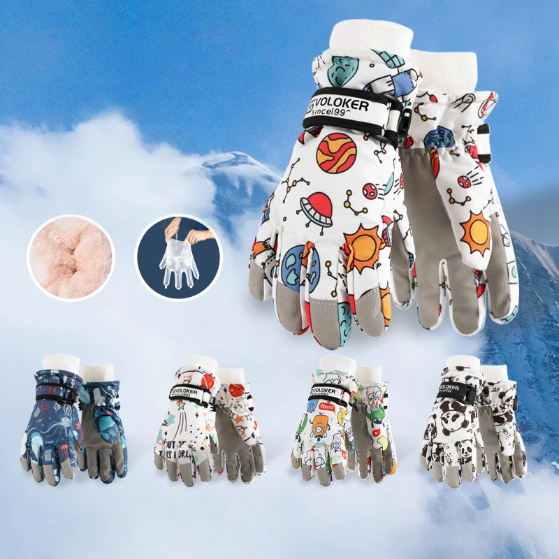 قفازات تزلج للأطفال مقاومة للماء والرياح قفازات شتوية دافئة للأطفال قفازات ثلج خارجية متوافقة مع شاشة اللمس للأماكن الخارجية #6