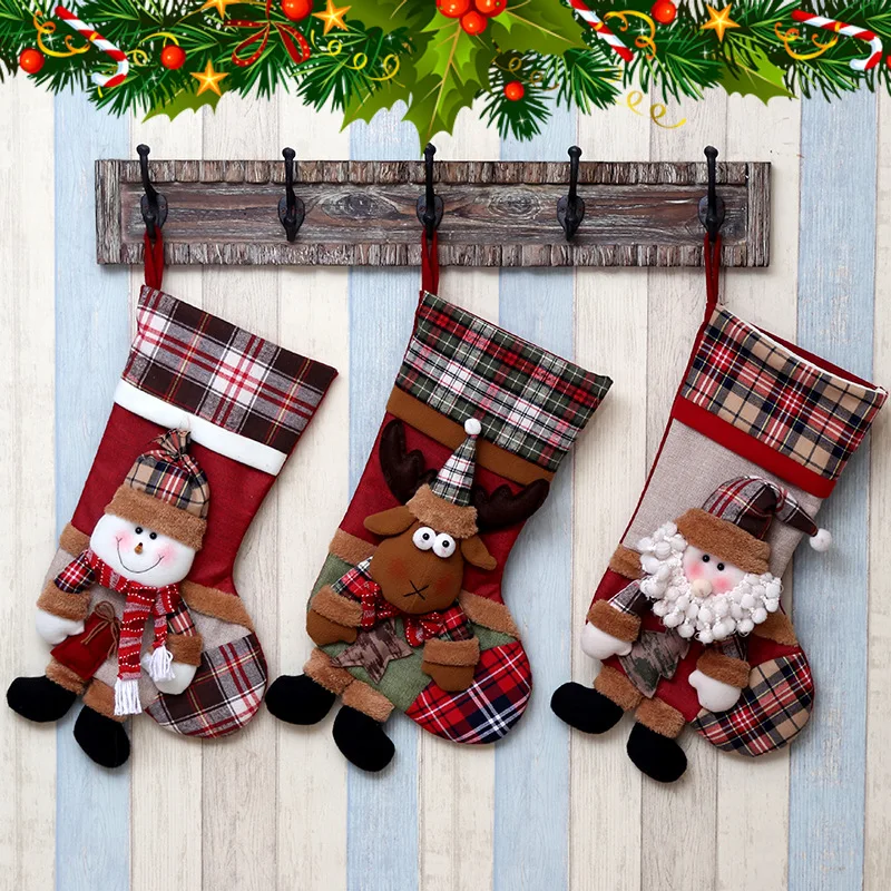 

Christmas Decoration 2023 Gift Candy Dag Cute Santa Claus Socks Ornaments Snowman Elk Accessories Surprise New Year's Decor