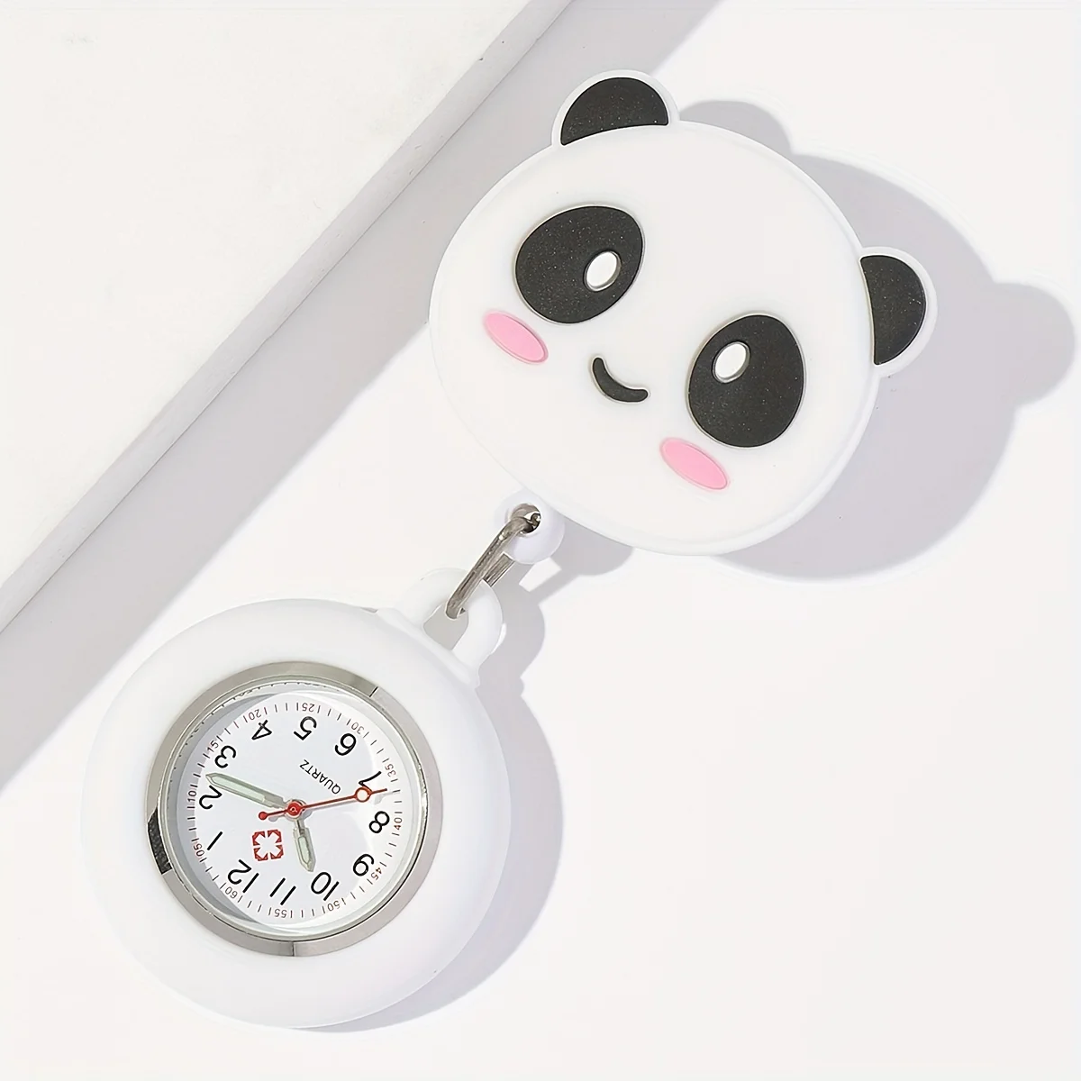Cute Panda Nurse Quartz Pocket Watch with Stretchable Ribbon ,World Time Function,  Stylish Functional Gift, Nursing Accessory