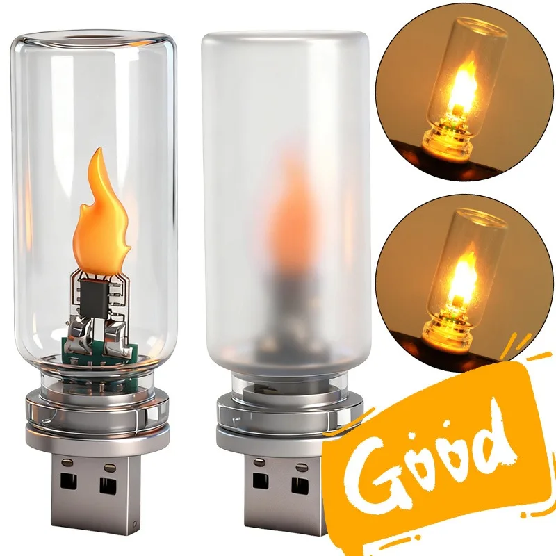 

Car Interior Decoration Candles Light Car Ambient Lamp Night Light for Holiday Home Auto Decoration 5V USB Led Flash Light Bulb