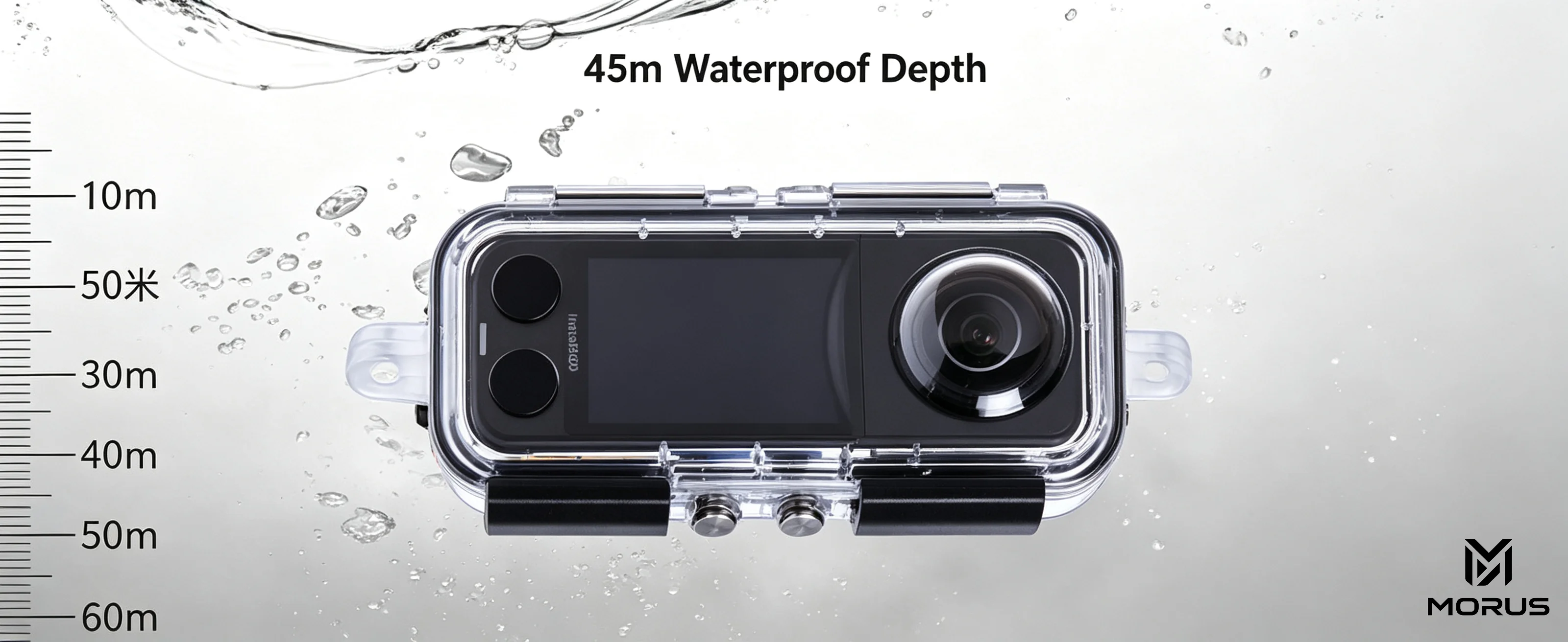 MORUS Insta360 X5 Kamera-Wasserdichtgehäuse - 60m Tauchzubehör mit 360-Grad-Vollglaslinse Shadow Stone – Detail 9
