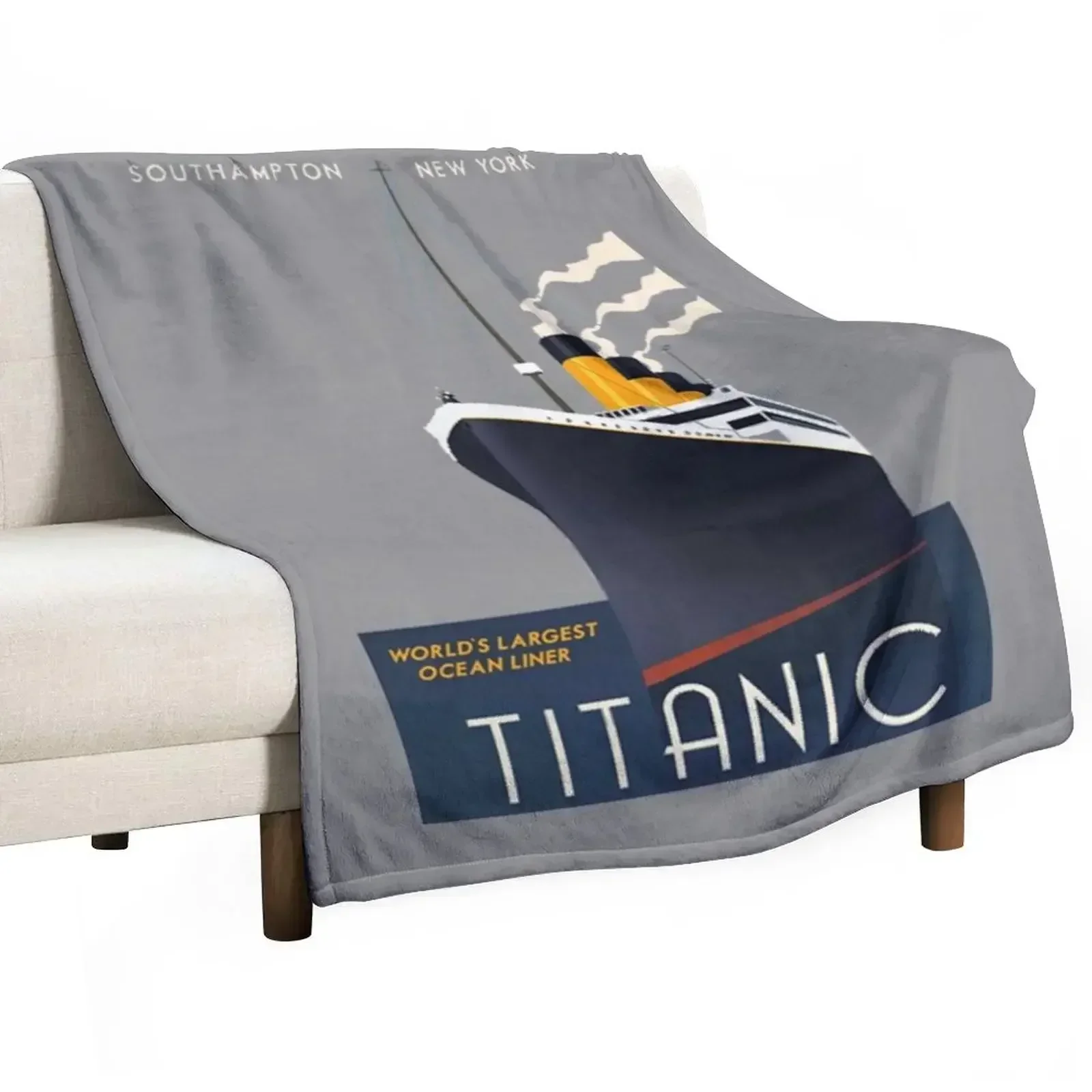 Titanic Sinking Vintage Poster Cruise Ship Atlantic Ocean Voyage Throw Blanket Furry Giant Sofa Bed Fashionable Blankets