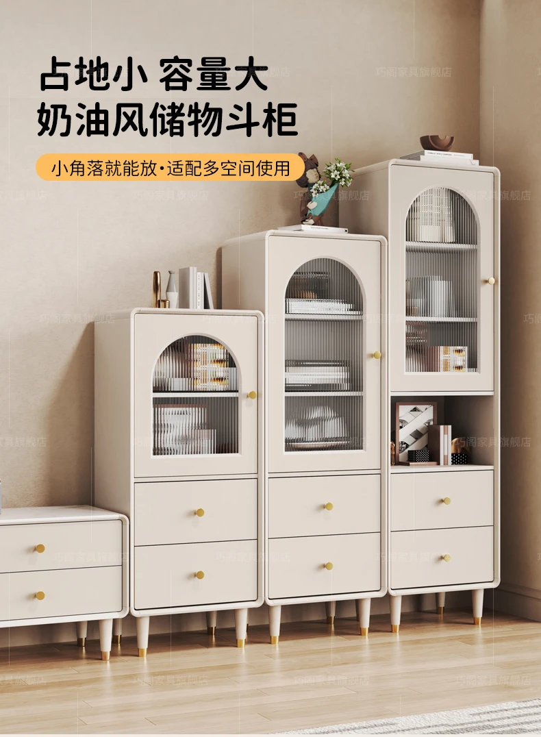 Cream style five bucket cabinet, TV side standing cabinet, storage cabinet