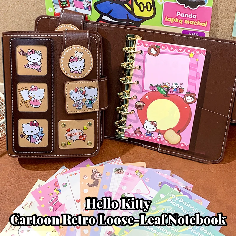 A7 Hello Kitty мультфильм ретро кожаный чехол сменный бумажный внутренний переплет блокнот дневник планировщик скрапбук школьные канцелярские принадлежности