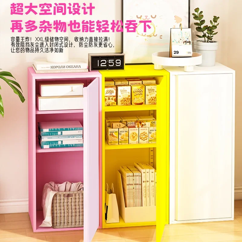 Bedside storage cabinet Super narrow bedroom bedside table Dopamine toy snack cabinet Locker room single door crevice cabinet