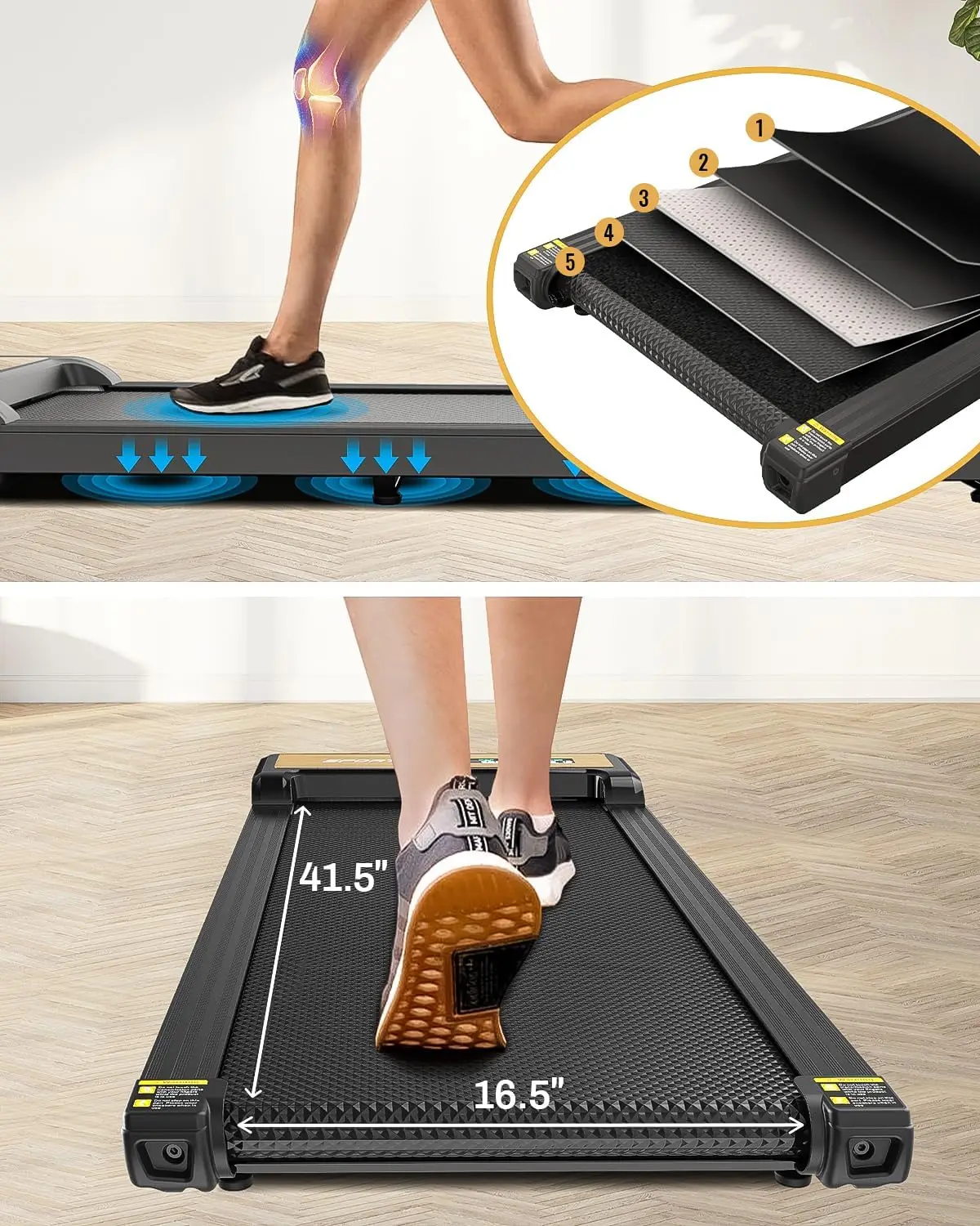 Walking Pad Treadmill Under Desk, 2 in 1 Desk Treadmill Space Saving for Home Office