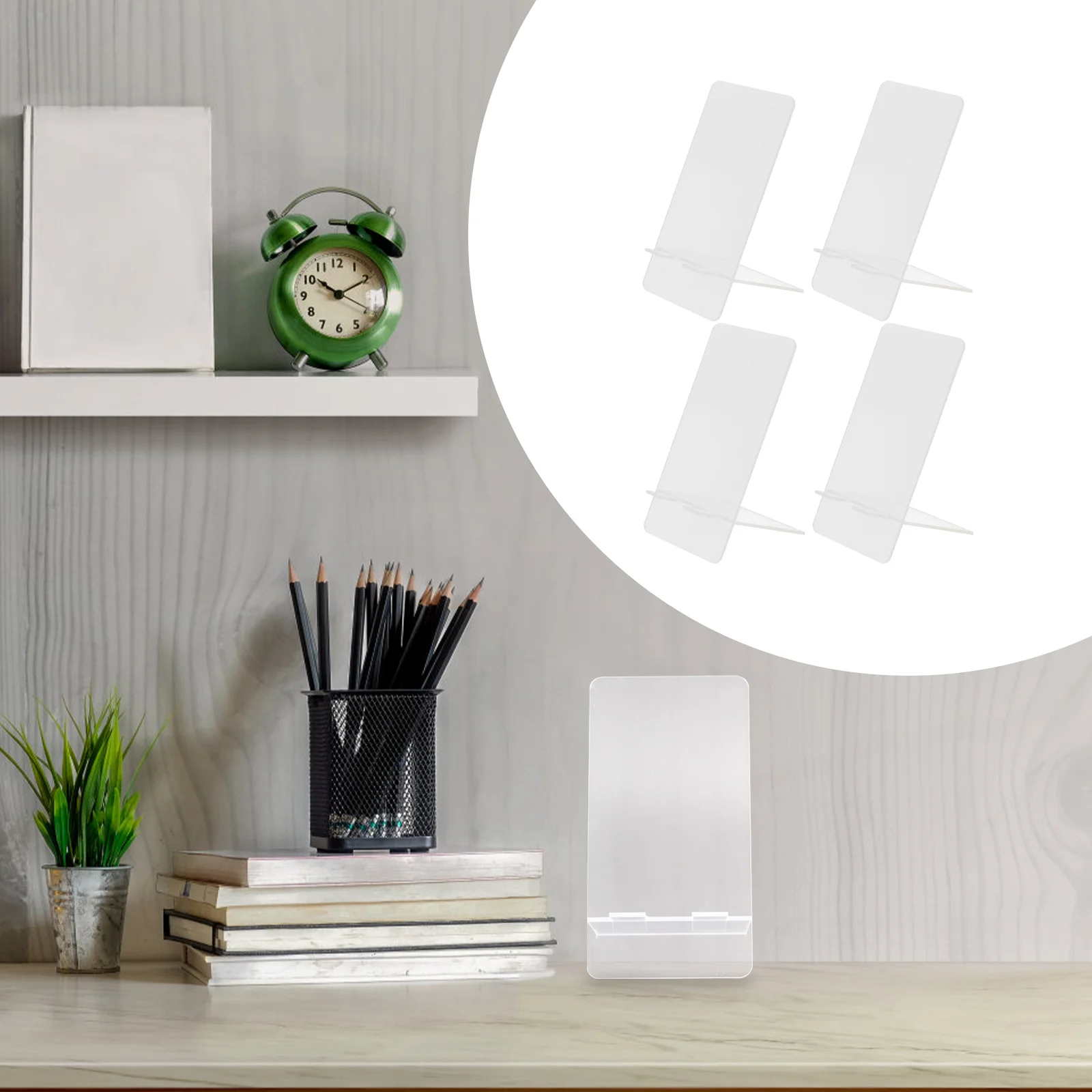 4 Pcs Writing Board Message Acrylic Note for Home Sticky Bracket Phone Stand Transparent Holder