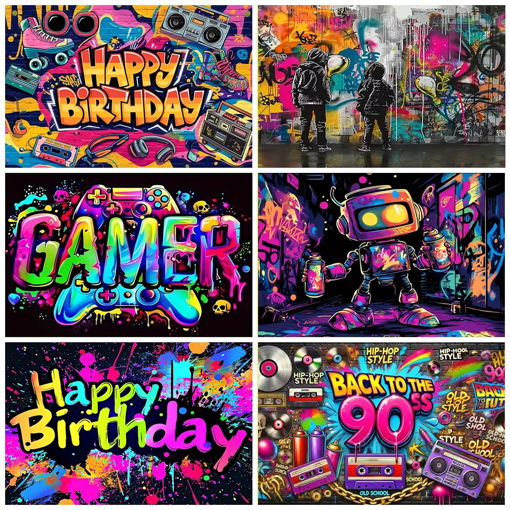 الحضرية الإبداعية الكتابة على الجدران خلفية الديكور شارع الفن رذاذ اللوحة حفلة عيد ميلاد لعبة غرفة نوم خلفية الإمدادات #1