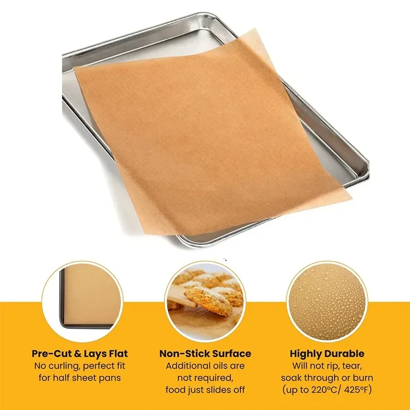 100 Pcs Parchment Paper Food Grade Baking Sheets Non-Stick Oil-Proof Parchment Baking Paper Oven Liner Sheet BBQ Pad Wax Paper