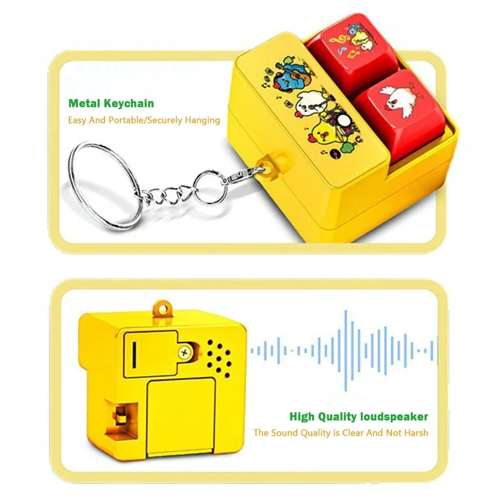 Nieuwe Cartoon Toetsenbord Sleutelhanger DIY Toetsenbord Keycap Mini Dier Sleutelhanger Toetsen Knop Relief Stress Fidget Speelgoed