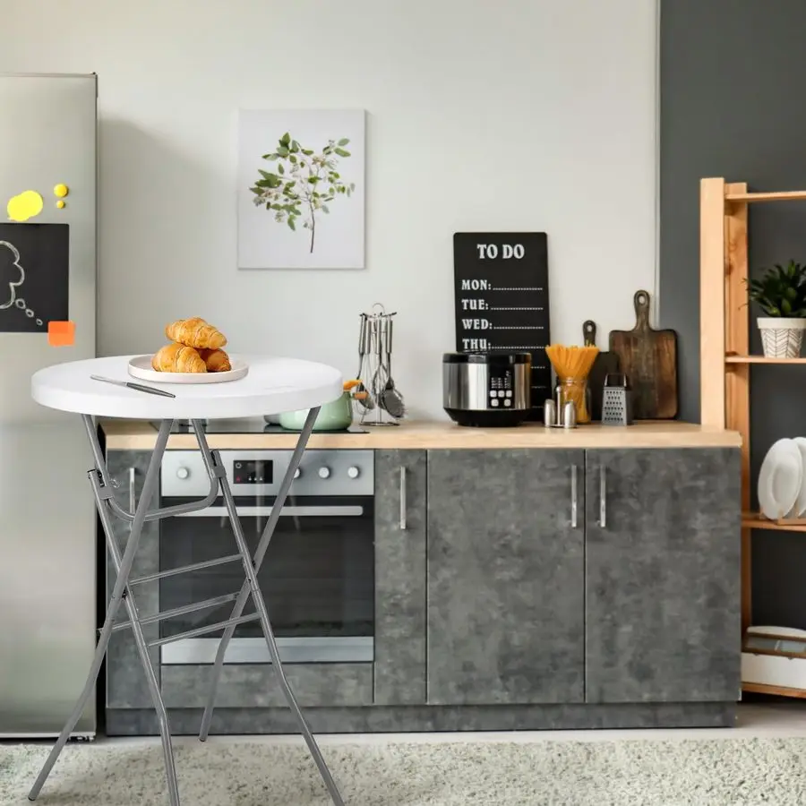 Stół okrągły składany wysoki, do użytku wewnątrz i na zewnątrz, z odpinanymi nogami, wysoki stół barowy składany, idealny na przyjęcia, na patio.