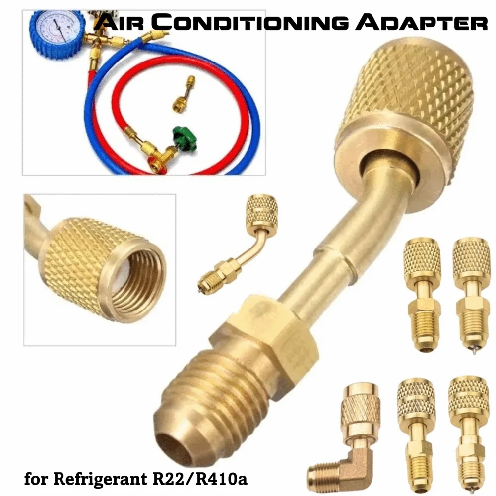 Solid Copper Air Conditioning Adapter Male Thread Flare Fitting Service Port Adapter 1/4 Inches SAE 5/16 Inches SAE HVAC Adapter