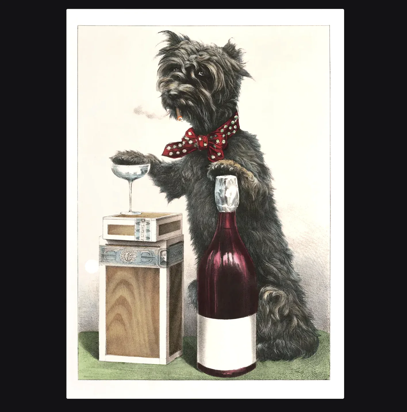 Wall Art Canvas Prints Posters Decor,Vintage Gentleman Dog With Wine Cigar Art For Bar Dining Room Kitchen Cafe Home Wall Decor