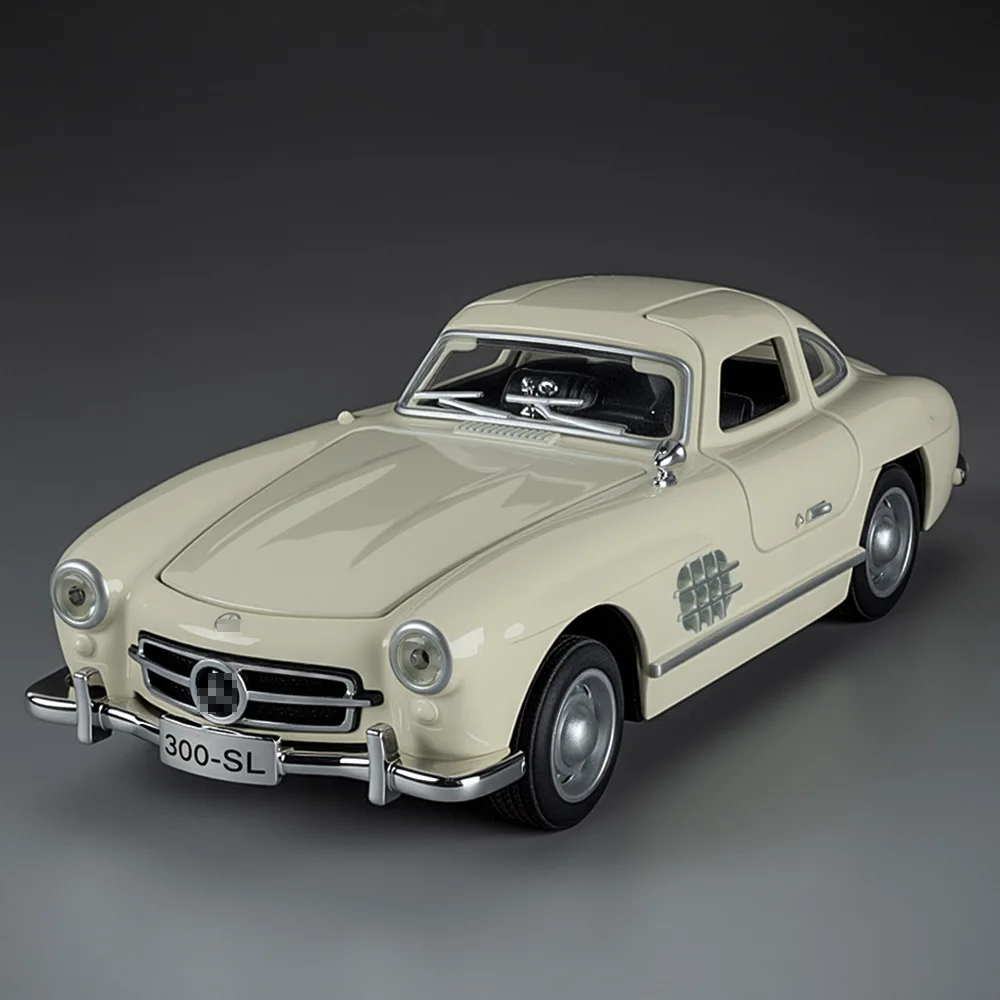 Modèle de voiture Miniature Vintage 300SL, échelle 1:32, jouets en alliage moulé sous pression, son et lumière, portes ouvertes, modèle d'ornement pour enfants, cadeaux