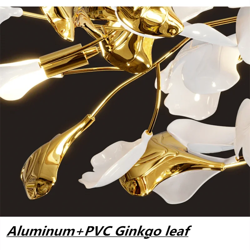 Nordic Ginkgo Leaf Ceiling Lamp Moon Gold White Ceiling Acrylic Led  for Living Room Hallway Bedroom Decor Ceiling Light